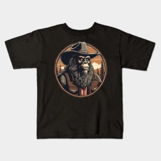 Bigfoot Cowboy Sasquatch Kids T-Shirt